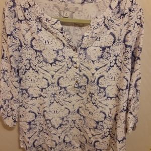 Womens Croft & Barrow Blue & White Blouse